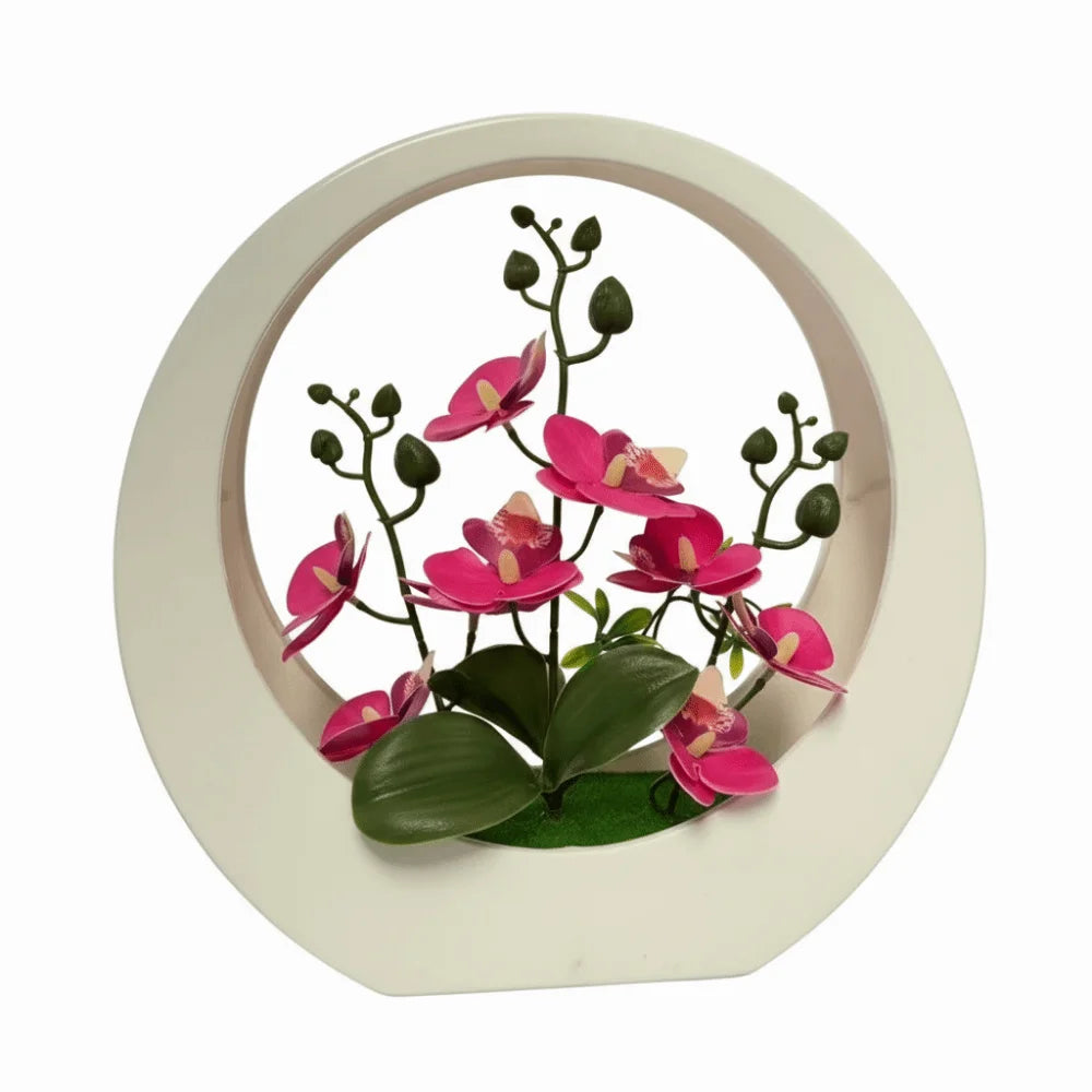 décoration intérieure plaque moderne fleurs artificielles blanc orange rose bleu