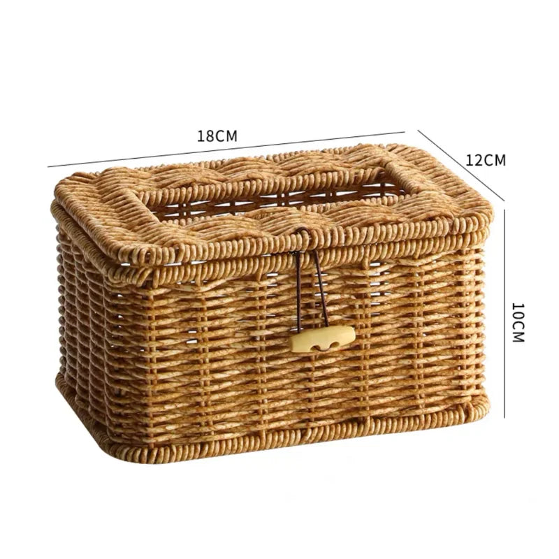 panier serviettes tressé boîte mouchoirs rangement serviettes rustique marron clair amovible hand woven paper