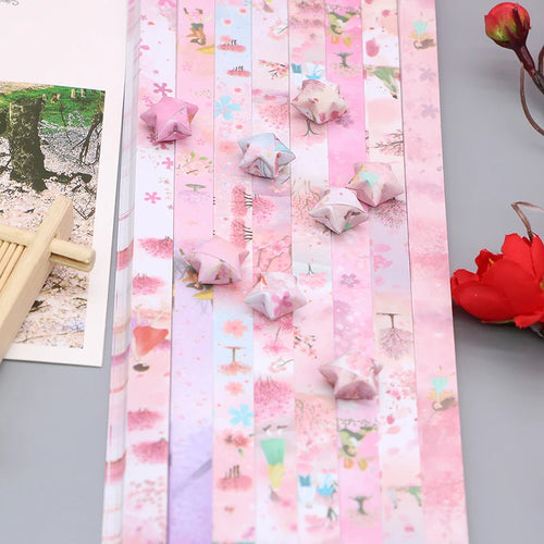 rubans décoratifs fleurs cerisier papier origami étoiles rose blanc bleu vert bricolage fête