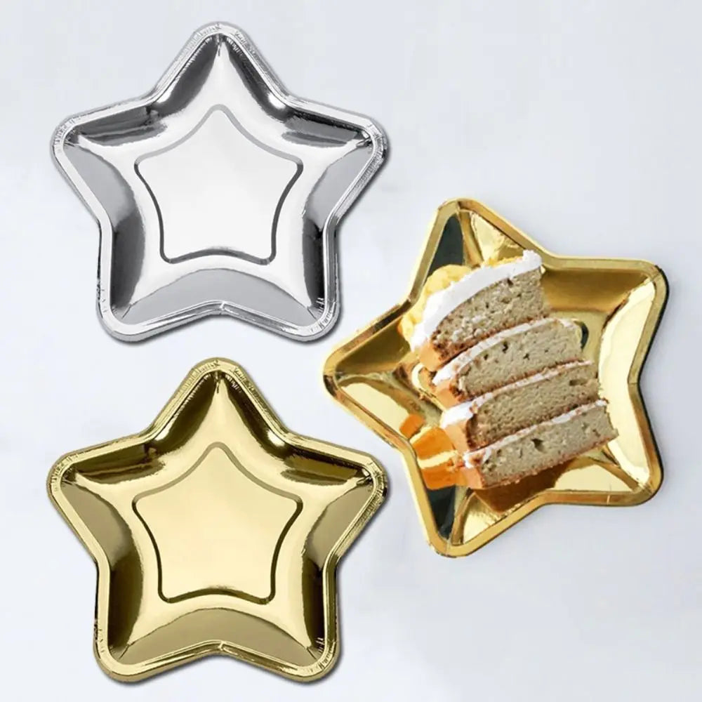 assiettes papier étoile or argent festives 18x18cm mariage anniversaire noël Halloween