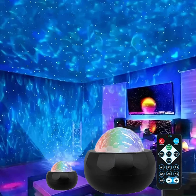 projecteur led effet eau ondulante motif galactique moderne nuit chambre enfant télécommande usb