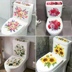 autocollant floral moderne toilette blanc facile poser nettoyer adhésif fleuri