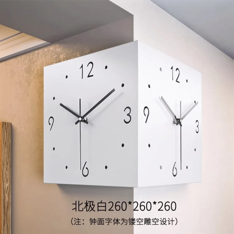 horloge murale double face moderne carrée aiguille numérique éclairée minimaliste