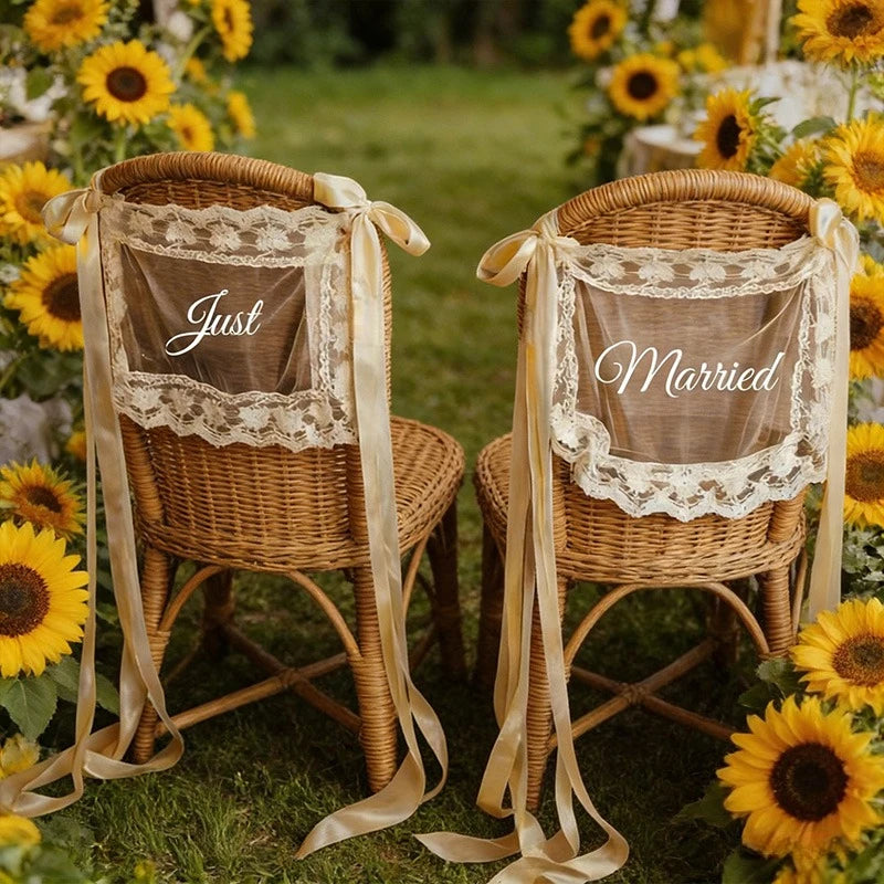 décoration mariage chaises rubans dentelle satin romantique événement anniversaire fiançailles