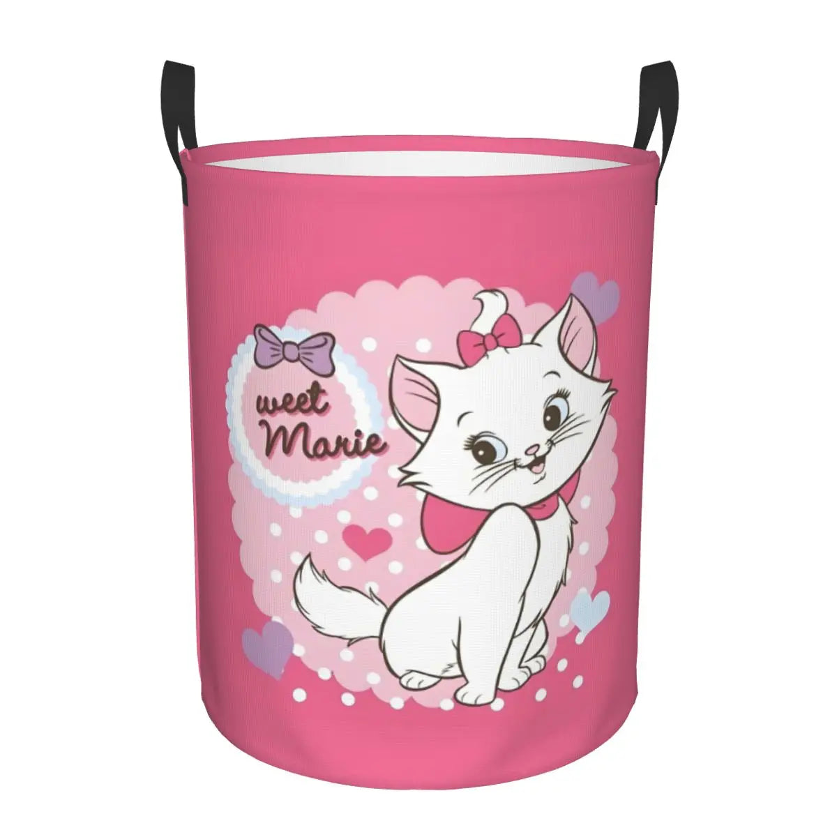 panier rangement pliable motif chat rose blanc linge jouets enfant coton