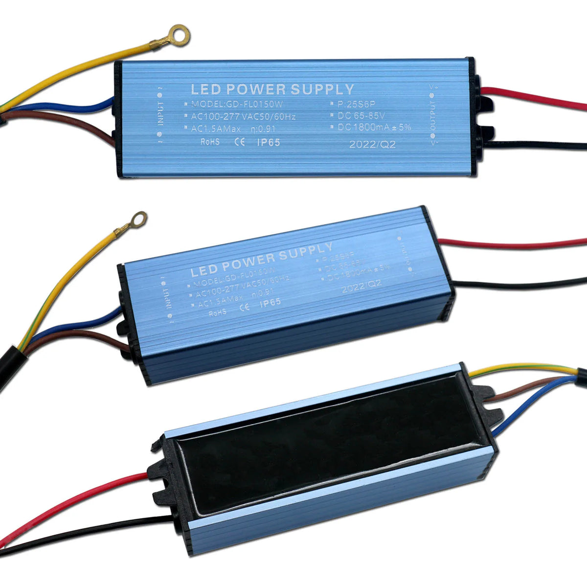 alimentation led 150w bleu ip65 moderne câbles couleur aluminium dissipateur