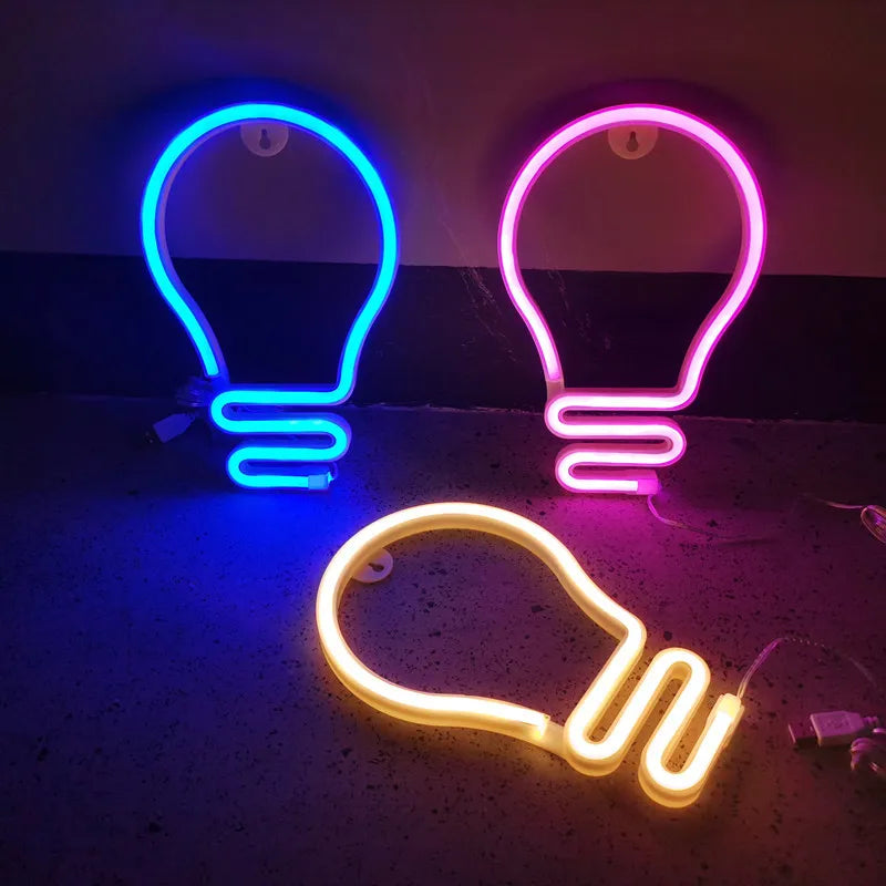 lampe led néon bleu rose blanc décoration chambre moderne minimaliste batterie usb