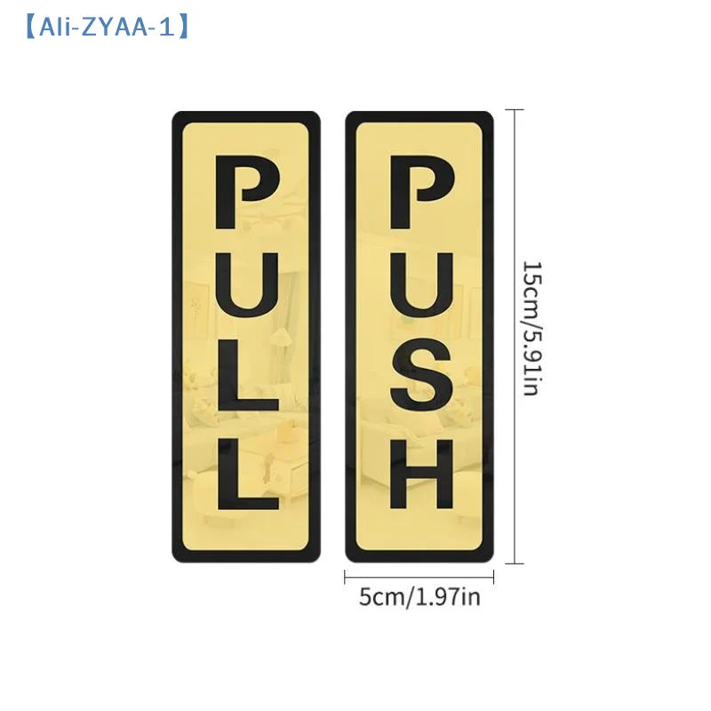 panneau porte push pull or blanc adhésif moderne classique lettres icones humaines echangement magasin