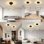 suspension lumineuse moderne anneau noir blanc led 15w variable cuisine salon chambre entrée