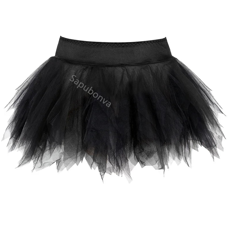jupe tutu courte tulle bouffante femme sexy taille élastique noire