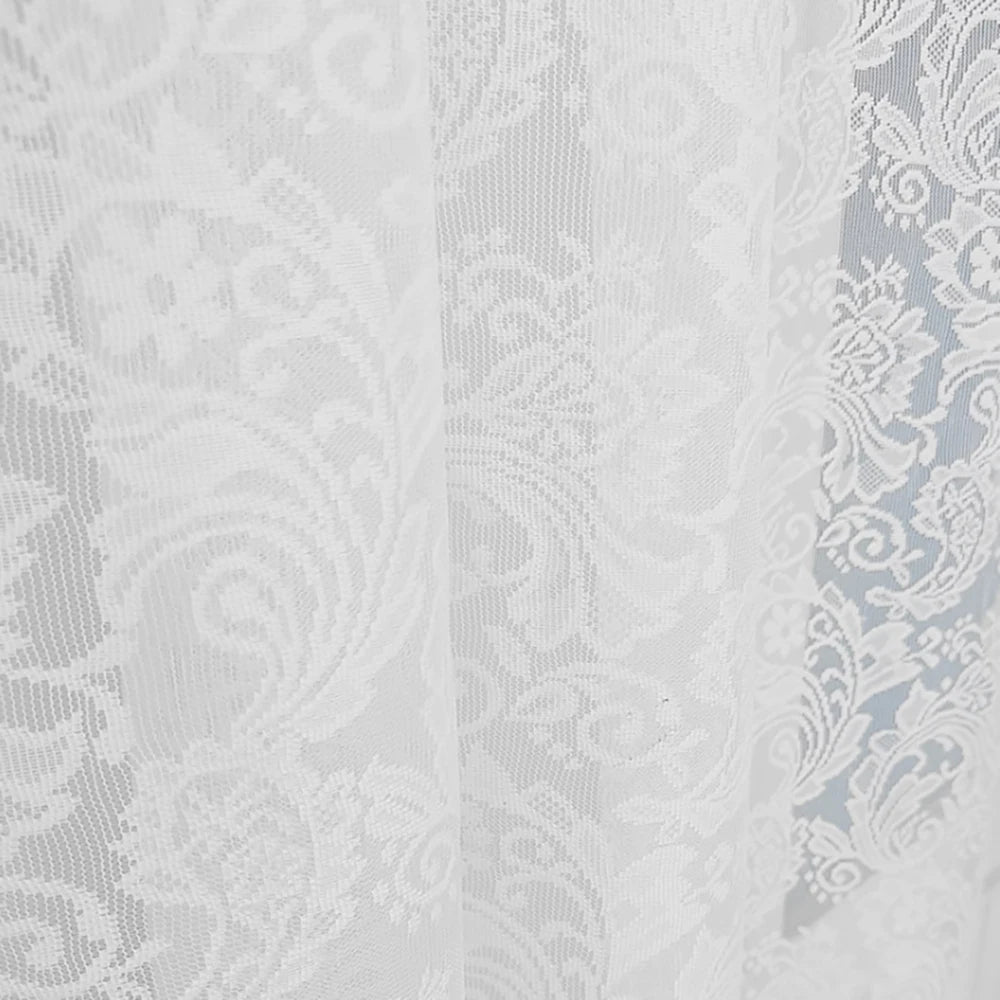 rideau blanc broderie florale transparent classique tringle polyester dimension 140x114cm
