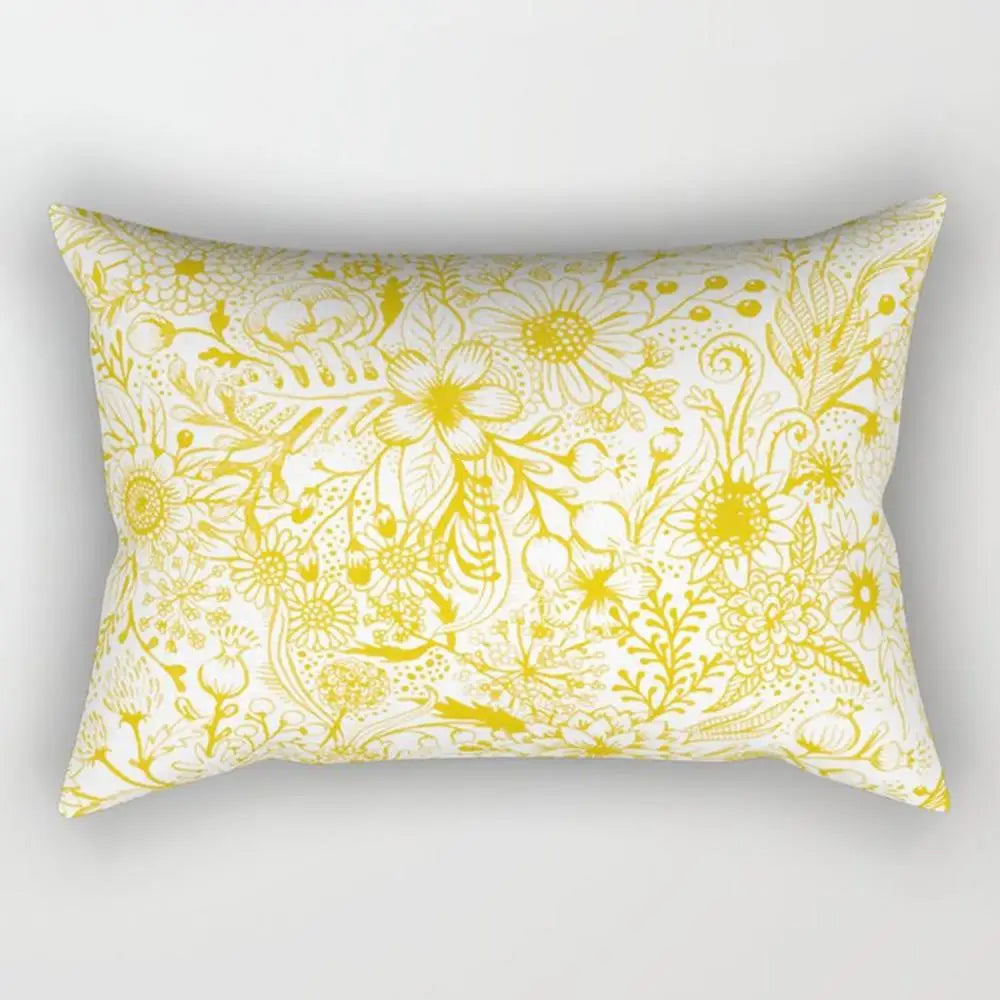 taie d'oreiller rectangulaire jaune clair motif géométrique moderne housse coussin canapé coton 30x50cm