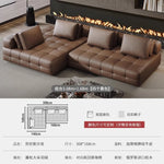 grand canapé angle cuir marron moderne coussins salon appartement luxe