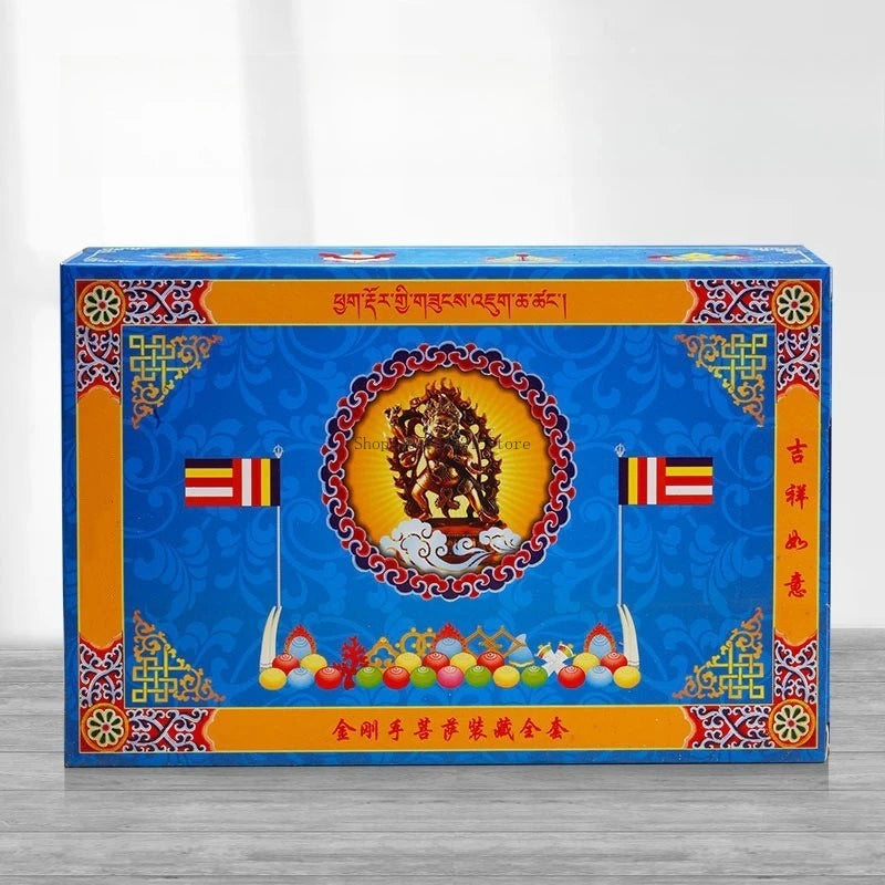 statues bouddha complète kit rituel instructions poudre sacrée rouleaux prières traditionnellements décoratives