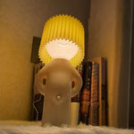lampe table décorative abat jour plissé blanc crème jaune moderne chambre coucher led semi