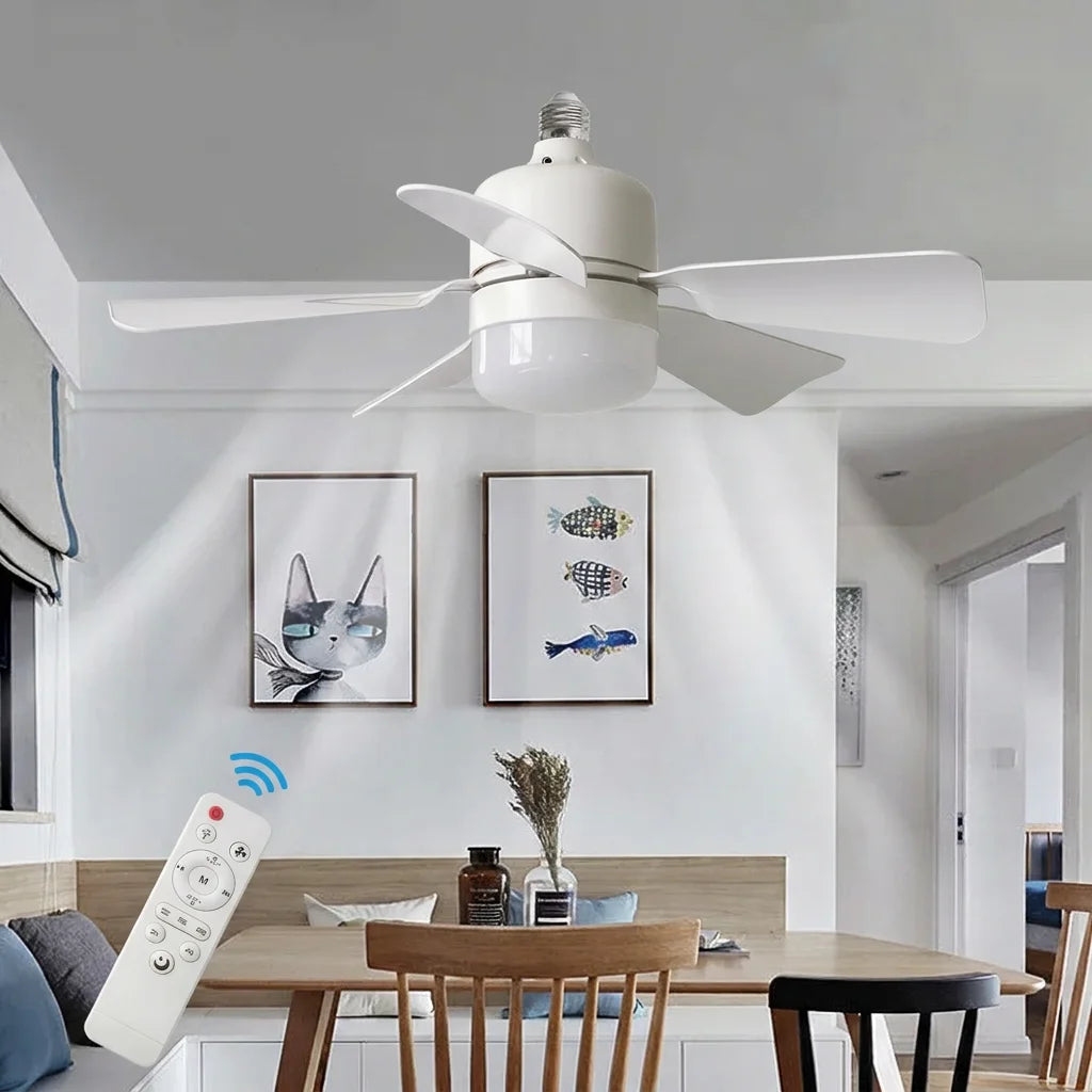 ventilateur moderne blanc led télécommande pales acrylique fixations