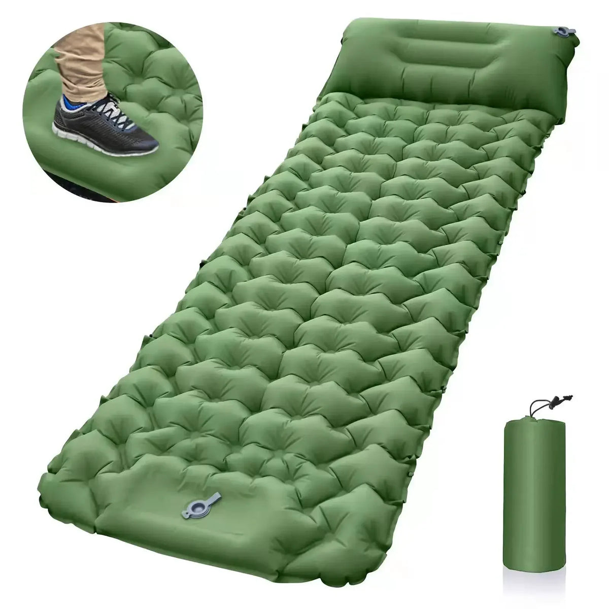 matelas gonflable bleu orange gris texture bulles confortable pompe air