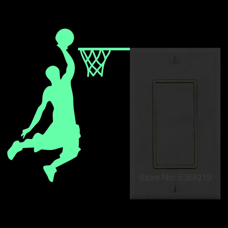 interrupteur mural adhésif basketteur vert fluo bleu fluo orange fluo moderne panneau commande opacité