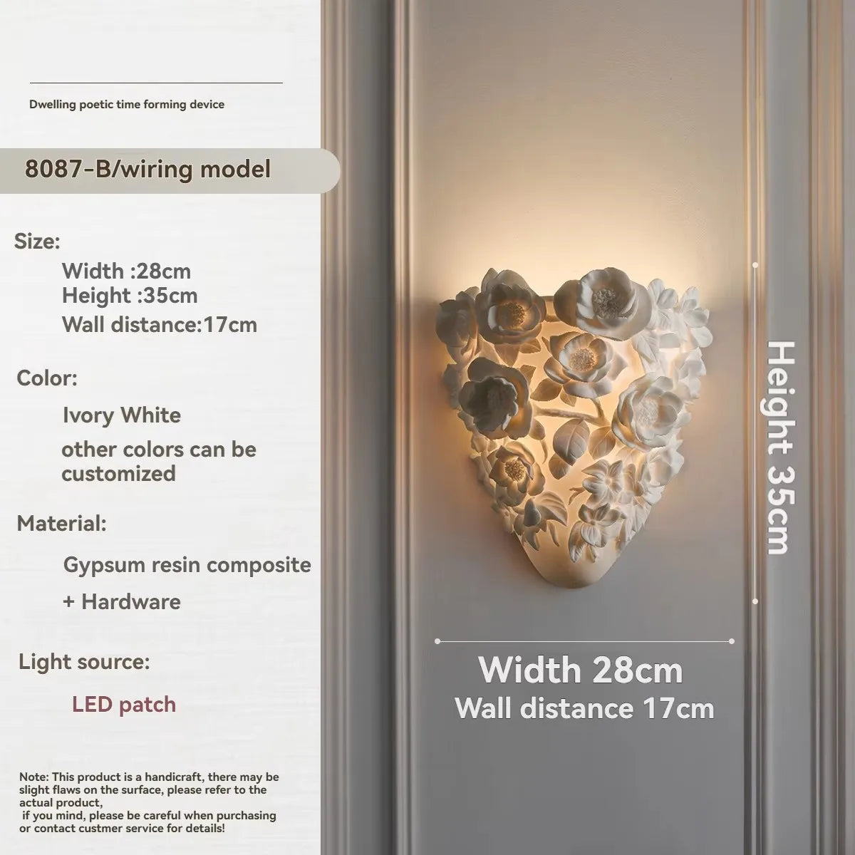 applique murale fleur sculptée led blanc moderne éclairage rétro villa chambre salon