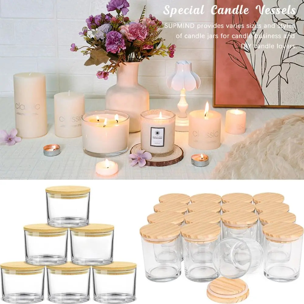 pots bougie verre couvercle bois bougie blanche tulipe rose aromathérapie lampe tapis carreaux préparation