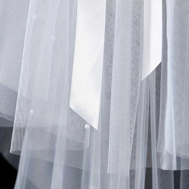 voile mariée tulle blanc classique clips ruban satin romantique fiançailles propositions photographie