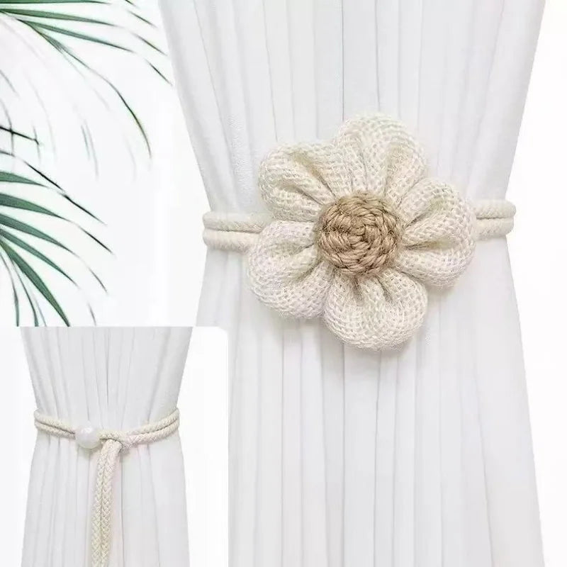 ruban fenêtre décoratif fleurs tricotées ajustables moderne artisanal
