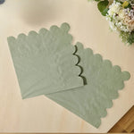 serviettes jetables vert sauge bord dentelé texture points qualité supérieure modernes cocktail fête mariage
