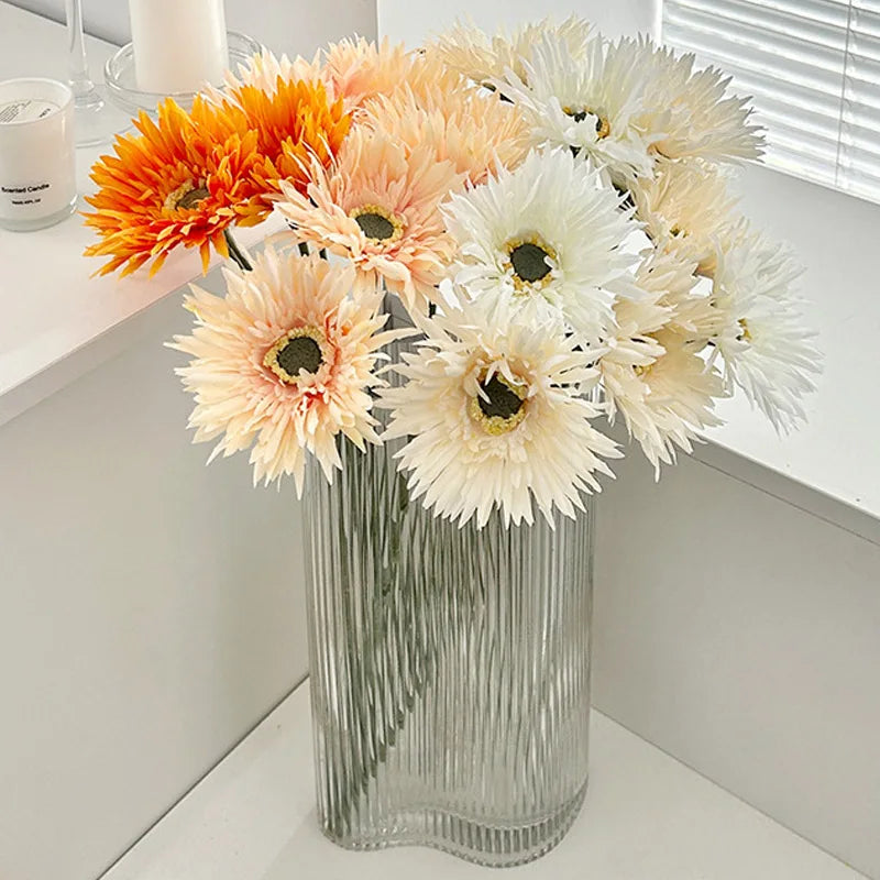 bouquets artificiels fleurs orange blanc rouge anniversaire mariage baby shower décoration intérieure moderne minimaliste