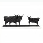 décoration moderne sculpture animaux abstrait brut texturé noir base blanche