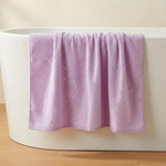 serviette bain imprimée coeurs rose violet jaune bleu moderne 70x120cm absorption rapide lavable machine