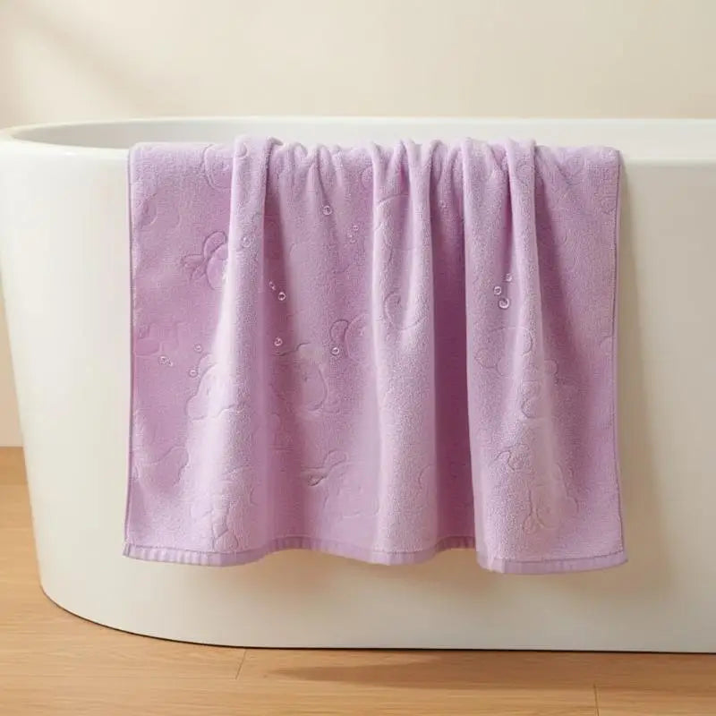 serviette bain imprimée coeurs rose violet jaune bleu moderne 70x120cm absorption rapide lavable machine