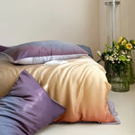 lit drap violet gris moderne ultra doux soyeux housses oreillers taies soft confortable été