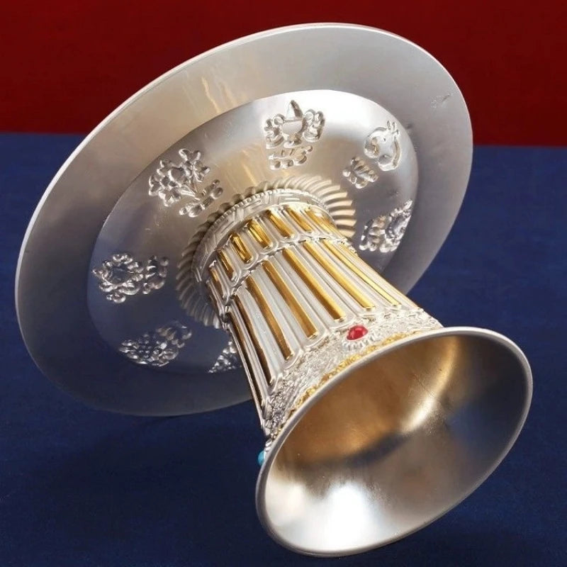 support bol or argenté orné gemmes élégant luxueux traditionnel bol blanc inclusion