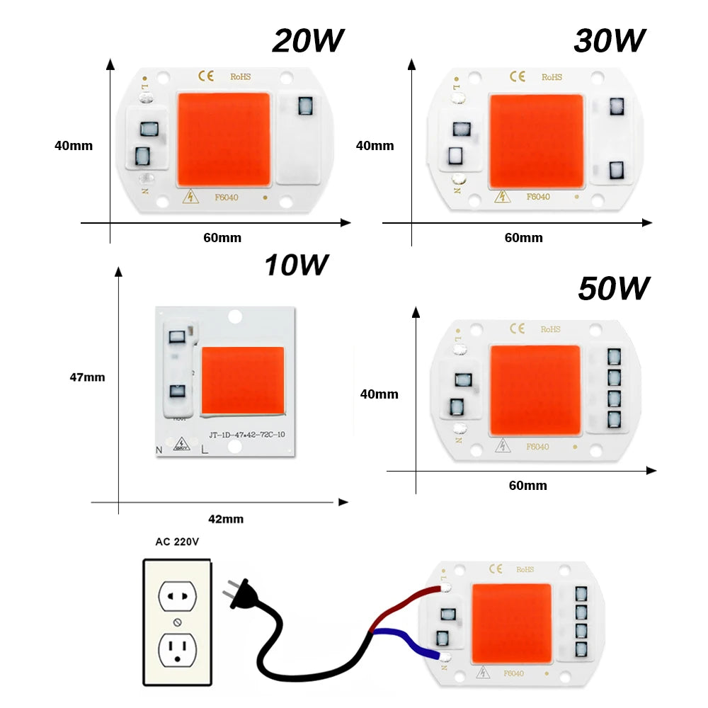 plaque led grow light croissance plante intérieur interrupteur connecteur électrique aluminium