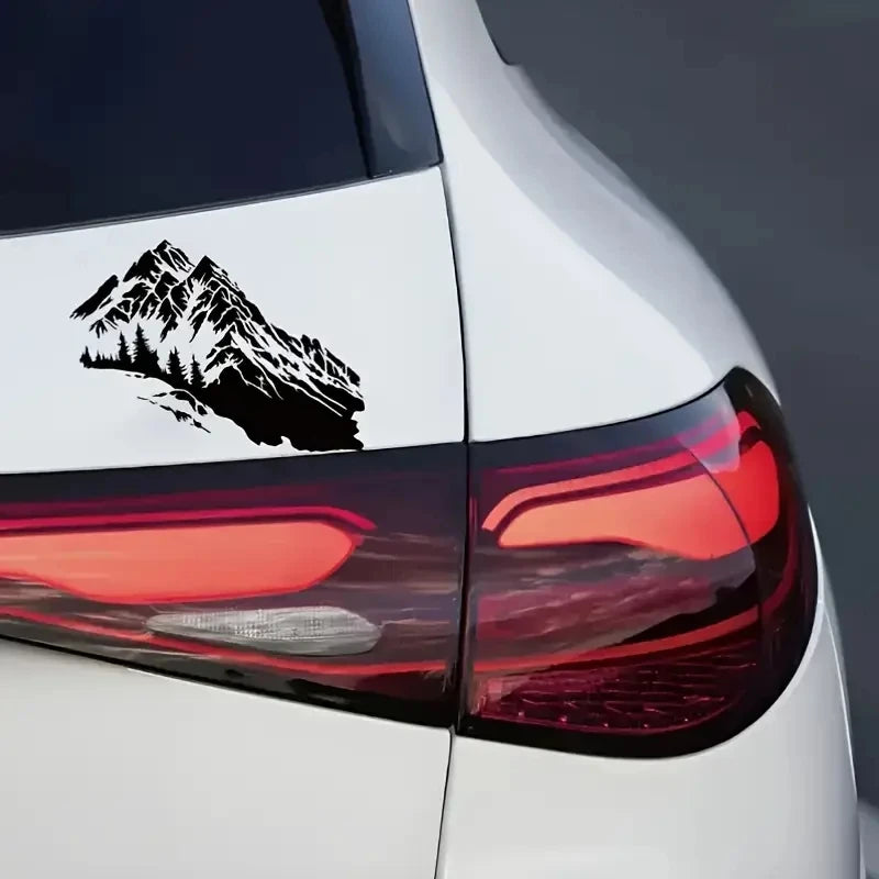 pochoirs stencil montagne arbres géométrique graphique adhésif blanc brun 29.7cm 21cm