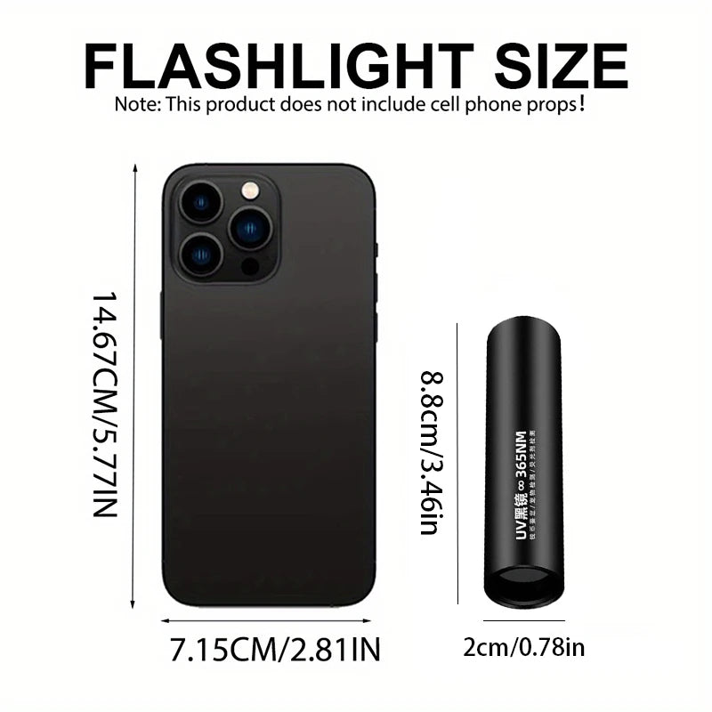 lampe uv rechargeable flashlight 365nm test fluorescence chat toupie monnaie moderne utilitaire