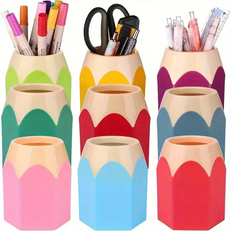 porte crayons hexagonaux multicolores imitant crayon taillé décoratif ludique 14 ans+