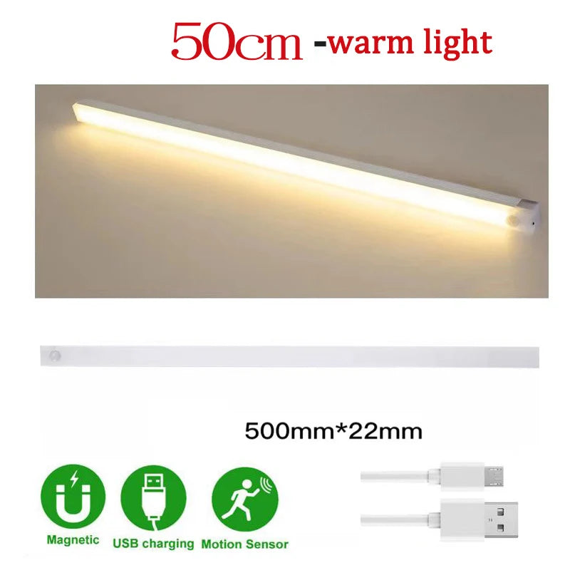 lampe led rechargeable aimantée détecteur mouvement 50cm 30cm 20cm 10cm blanc moderne autonomie