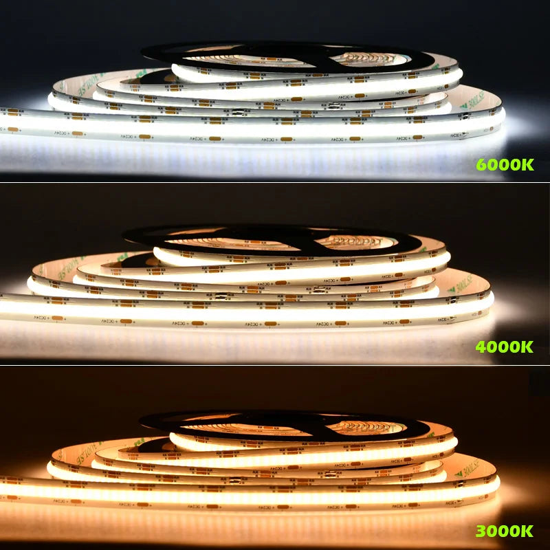 ruban led flexible blanc moderne adhésif 3000k 6000k connecteur câble 24v 50000h