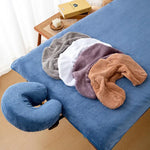 coussin voyage bleu gris velours doux confortable ergonomique