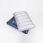 coussin gonflable gris bleu marine moderne valve camping voyage sommeil ultraléger