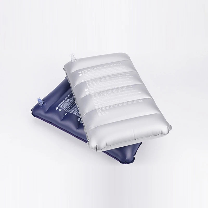 coussin gonflable gris bleu marine moderne valve camping voyage sommeil ultraléger