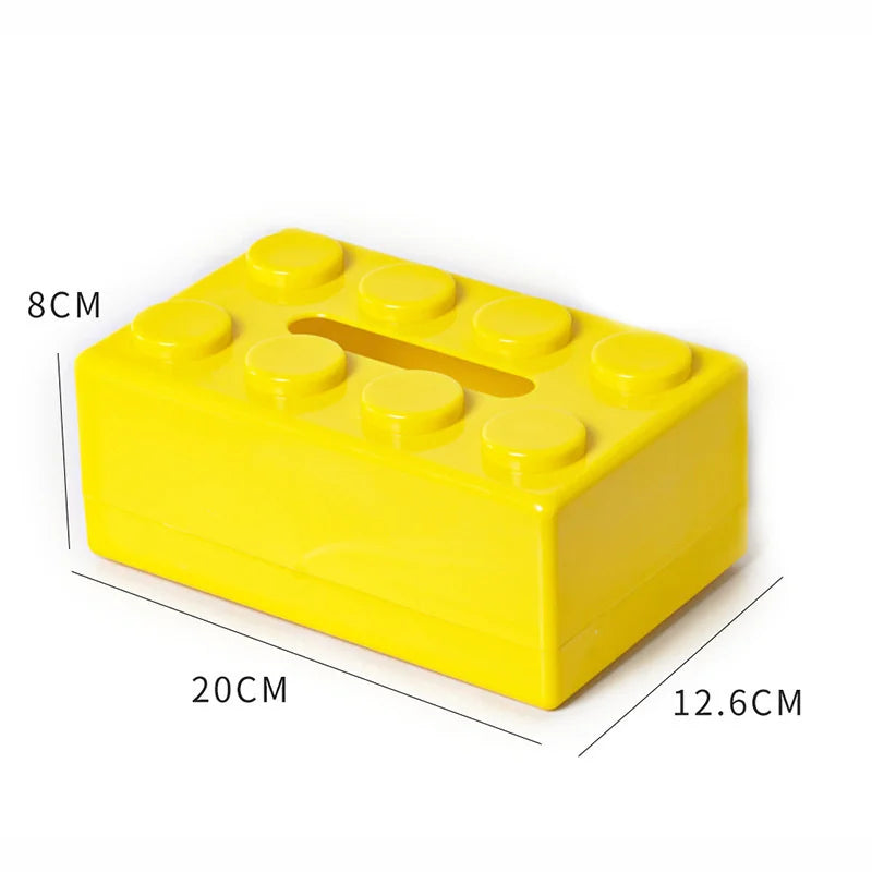 boîte mouchoirs moderne blocs construction lego blanc jaune vert bleu rouge noir fixée mur