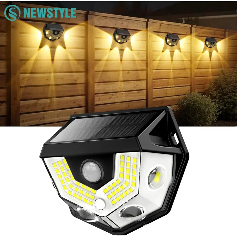 lampe solaire murale détecteur mouvement ip65 led moderne adhésive jardin extérieur