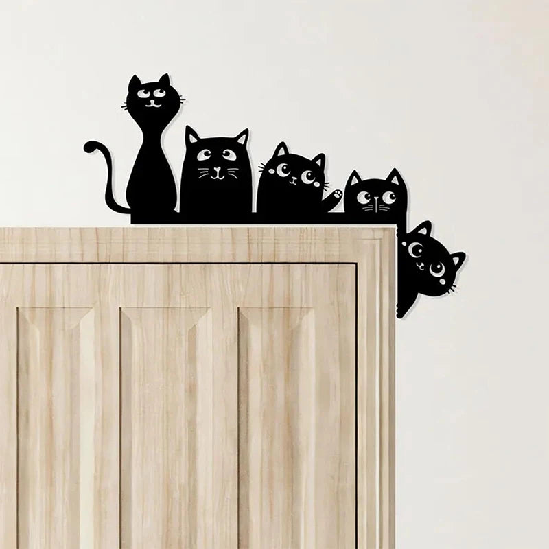 autocollant mural silhouette chats couleur noire minimaliste fixations adhésives chambre enfants deco moderne