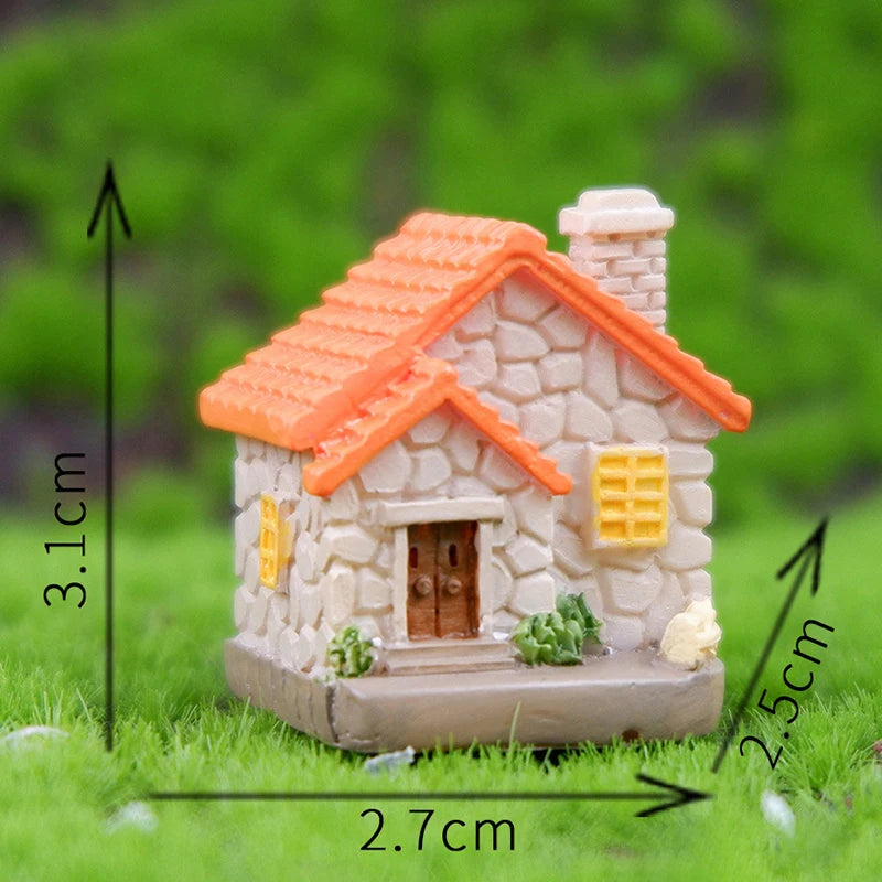 décoration extérieure maison miniature résine rouge orangée bois simulant rustique arbres buissons éléments décorationextérieur