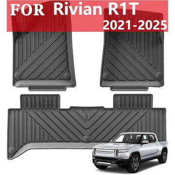 tapis sol caoutchouc waterproof non glissant noir rayures diagonales modernes rivian r1t 2021 2022