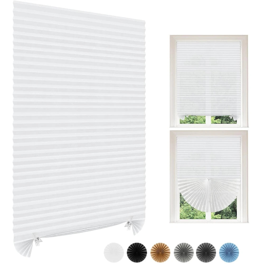 rideaux plissés blancs adhésifs sans fil opaques modernes fenêtres salon chambre