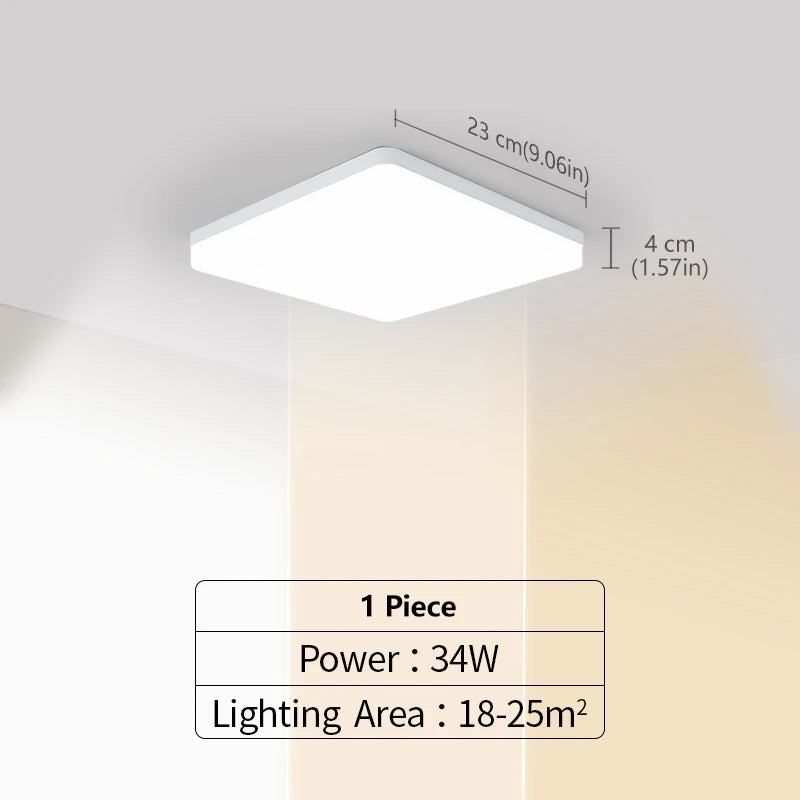 plafonniers led carrés moderne blancs éclairage neutre minimaliste 16w 34w chambre salon