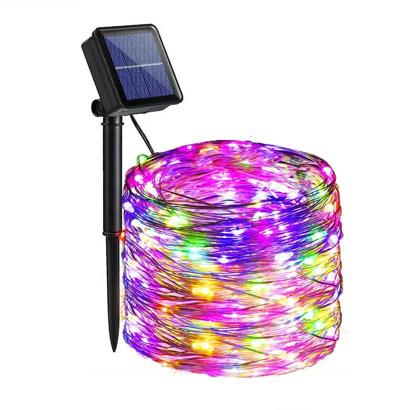 guirlande lumineuse solaire rgb extérieure décoration jardin fêtes ambiances festives led imperméable ip65